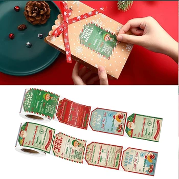 200 бр. Коледни етикети за подаръци, персонални етикети за декор
Стикер стикер на Дядо Коледа с подарък от фестивала