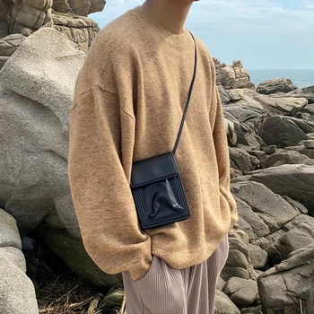 Мъжки малка чанта през рамо от изкуствена кожа, ежедневни чанти Wild Messenger, однотонная чанта за момчета, чантата си за телефон, многофункционална чанта