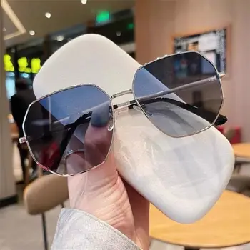 Нови слънчеви очила с шестоъгълни рамки, модерен мулти фасетиран нюанси за жени и мъже, ретро-метални слънчеви очила с квадратни рамки за пътуване, защита UV400