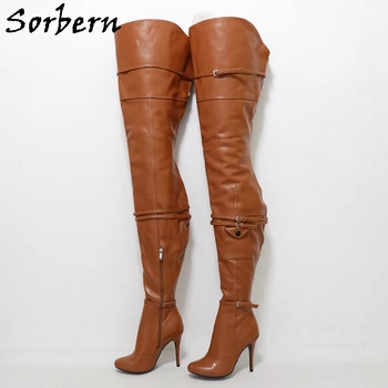Sorbern/ женски Сверхдлинные обувки 90 см от естествена кожа, с кръгли пръсти, в стил Бурлеска, в чатала, с високо съдържание на петата до горната част на бедрата, Обувки на висок ток с джоб