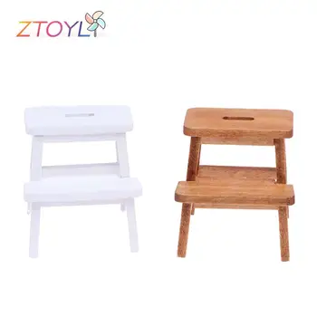 Миниатюрни столове за куклена къща 1: 12, Табуретка-стремянка, квадратен стол, Малък модел пейки, играчка за вашия интериор, мебели за хола, у дома