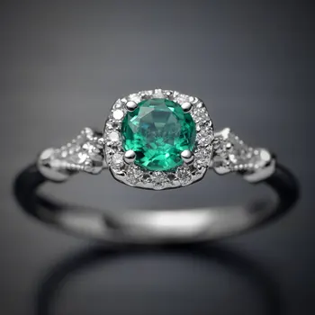 Най-разпространяван инкрустированное зелен скъпоценния камък на пръстена female wish, европейски и американски бижута със скъпоценни камъни, взривни цвят