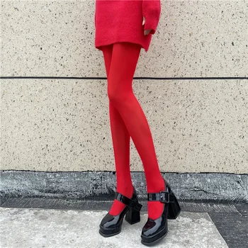 2023 Нови червени чорапогащи Женски година на Червени чорапи Секси Копринени кадифе чорапогащник със защита от куката Сватбени Гамаши булката за жени