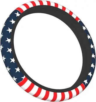 На американския Флаг на Звезди Ленти Калъфи за волан Интериор на автомобила Suv Камион Универсални Аксесоари устойчива на плъзгане Мека Защитно фолио