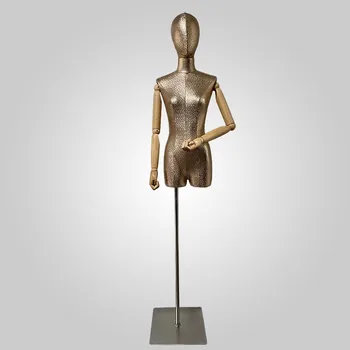 Ново записване, женски манекен на половина на тялото, Сребриста метална рамка за витрина на магазин за дрехи, подпори за показване дрехи
