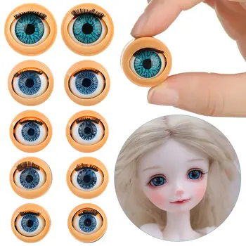 1 чифт силиконови куклено въртящи се на очните ябълки с миглите САМ Куклени очи с имитация на Активни Аксесоари за очни ябълки, Кукла