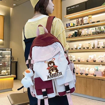 Училищна чанта унисекс за студенти Genshin Impact, аниме, cosplay, Мультяшная чанта за книги, раница за пътуване, училище раница, модни чанти на открито