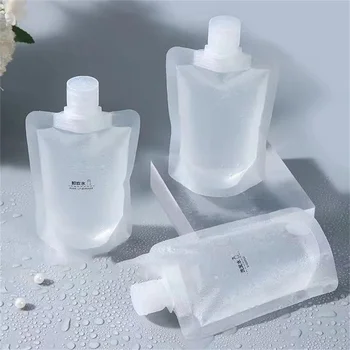 Опаковъчен пакет с прозрачна панти капак обем 30/50/100 мл, преносим пластмасов калъф с чучур, пътен пакет за опаковки течност за грим, захранващи 5PCd