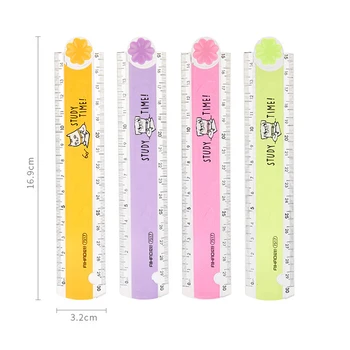 Сгъваема Пластмасова линийка, Цветни Сладък Двупосочен висок клас инструмент за измерване на геометрични рисунки с прав ръб за студенти