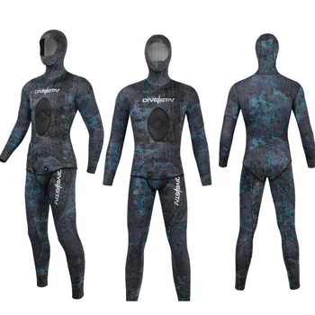 Нов комплект водолазного костюм с титанов щанга с камуфлаж Yamamoto Rubber 3/5 мм за лов и риболов, топъл костюм за свободното гмуркане, самостоятелна гмуркане