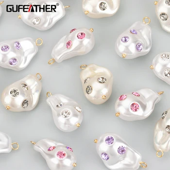 GUFEATHER MD90, бижута, аксесоари, перли с цирконами, 18-каратово позлатените покритие, ръчно изработени висулки, производство на бижута, медальони със собствените си ръце, 2 бр./лот