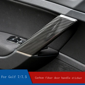 Вътрешната врата копчето Тампон върху дръжката, изработени от въглеродни влакна Защитен стикер за стайлинг на автомобили Volkswagen VW Golf 7 7.5 Аксесоари