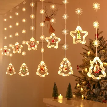 Навидад Коледна фея Светлинна Завеса венец USB/ батерията на дистанционното управление на Празнична Сватбена венец Лампа за новогодишна украса на дома стая