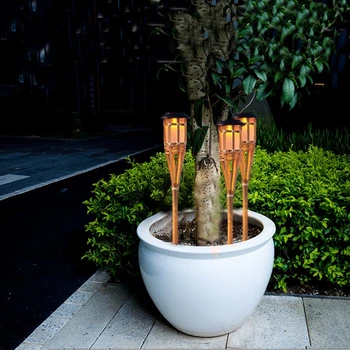 Външен бамбук Слънчев градински лампа ръчно изработени Слънчев Прожектор Пътека със слънчеви шипом Озеленен двор, Външно осветление