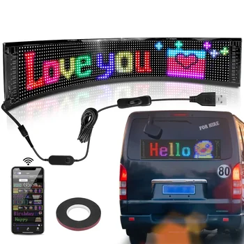 Прокручивающийся Реклама Led Знак USB 5V Bluetooth App Контрол на Подчертаване на Логото на Потребителски Текстов Модел Анимация Програмируем Дисплей на Автомобила