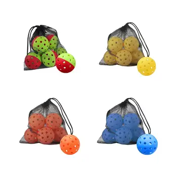 6 бр. топки за пиклбола с мрежесто чанта, 40 дупки, спортни топки за пиклбола на закрито и на открито
