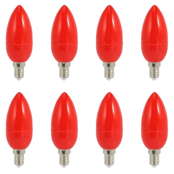 8X LED Candle Light Крушки За Свещи Red Fortune Lamp Life Светлини Енергоспестяващи Свещи, E14