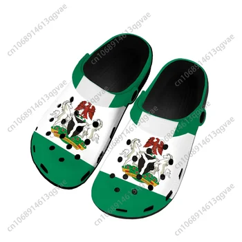 Домашни сабо с флага Нигерия, непромокаеми обувки по поръчка, мъжки, дамски, юношески, Нигерийски, градински, дишащи плажни чехли с дупки