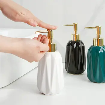 Керамични опаковка сапун за ръце за 10 грама, захранващи сапун за ръце с помпа, многократна употреба течен сапун за миене на съдове и лосион за баня (бял)
