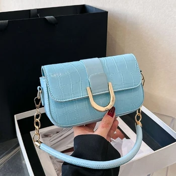 Сини дамски чанти от кожа 2023, луксозен тенденция елегантна дамска чанта за момичета, PVC, дамски портфейли през рамо, изкуствена кожа, дамски чанти-тоут,