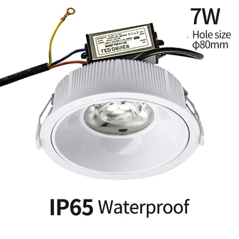 IP65 водоустойчива лампа влагоустойчив, отговарят на високи вградени led лампа със защита от замъгляване Кухня, баня тавана лампа за баня DC12V, AC220V, 7 W