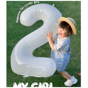 32-Цолови бели големи цифрови ВЛОЖКИ Оформление на сцената на парти с балони за рождения Ден на Реквизит за снимки