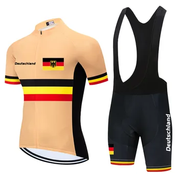 Велосипедна майк Fietskleding Heren на Националния отбор на Германия с къс ръкав Годишният Быстросохнущий комплект Abbigliamento Ciclismo Estivo 2022