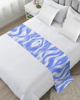 Абстрактна Градиент линия Светло син цвят Луксозно легло с флага, Хотелски Гардероб, маса пътека, хол, Сватбена декорация за дома, постельная пътека