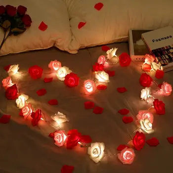 Страхотна led роза, захранван с батерии/USB, венец за Св. Валентин, сватба венец-венец за коледно парти