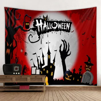 3D-печат на Хелоуин, гоблени, забавен правоъгълен начало декор, монтиран на стената стил за партито в чест на Хелоуин, монтиран на стената стил-4