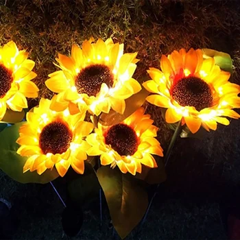 Led Слънчева светлина под формата на цвете Семки, Открит Водоустойчива Лампа за украса на градината, косене на тревата в градината