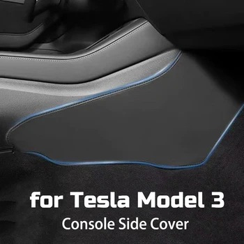 2 елемента за Tesla, Модел 3 LHD Мека Централна конзола с две страни Защитна подплата от изкуствена кожа, със защита от удари, стикер за защита на автомобилни аксесоари