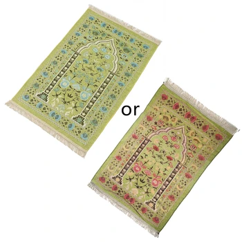 Преносим мюсюлмански Молитвен Мат Дебел ислямски Турски килимче за молитви от шенилна с винтажным модел под формата на цветни листа, Тъкани Жаккардовый подарък с пискюли