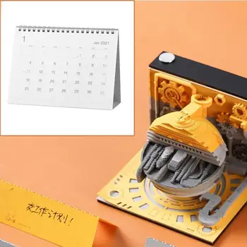 Настолен календар за рязане на хартия Подарък декорация на Хартиен 3D бележник за водене на бележки, Календар на времето 3D календар