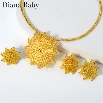 Diana Baby Jewelry Луксозни реколтата, бижута с геометричен модел, Мед, Класически Етиопски Дубай Африка За жени, подарък женски бижута комплект