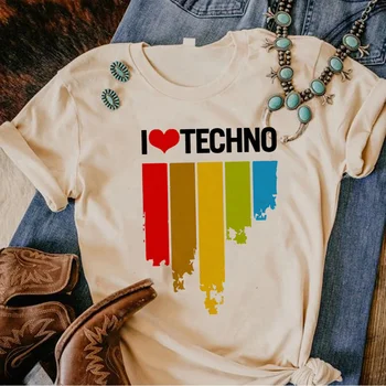 Тениски Techno, дамски тениски с шарките на Y2K, дрехи с шарени комикси y2k за момичета
