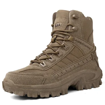 Обувки 2024 г., военно-тактически мъжки обувки, кожени ботильоны за войски започнаха специалните сили, Армията мъжки обувки големи размери