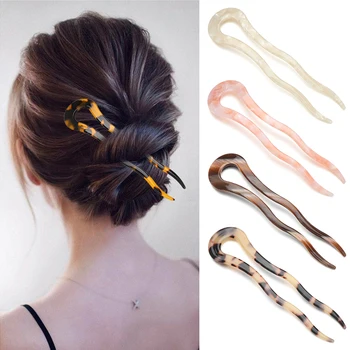 Леопардовые пръчки за коса в ретро стил, елегантен ацетатная родословни, женски щипки за коса, U-образни шапки, мода декорация за стайлинг на коса, аксесоари