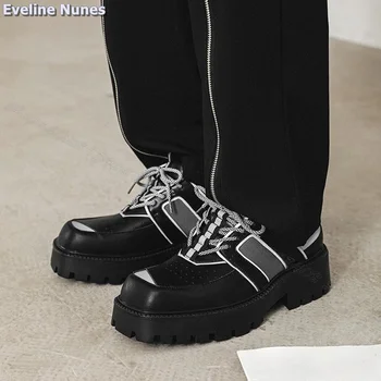 Мъжки обувки със смесени шнур, Обувки с Квадратни пръсти, Есенна Ежедневни Мъжки обувки, Износостойкая Обувки, Големи Размери 38-44, Zapatillas Mujer