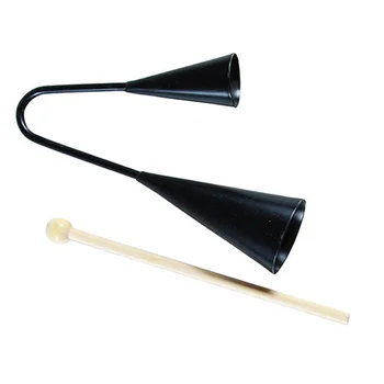 Играчка за ранно обучение на деца Agogo Bell Toy Традиционен малък музикален два цвята детски инструмент-колотушка с дървена пръчка (черен)