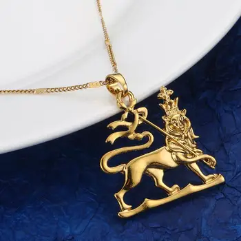 Колие с отложено във формата на Лъв от эфиопского злато, Модерен Бижутериен гривна във формата на Лъв и на Юда, Етническа Голямата Верига