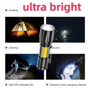 Мини Акумулаторна батерия led фенерче с мини-увеличение, лампа за къмпинг, на открито, Мощна лампа, Водоустойчив Тактически Led фенер, преносим