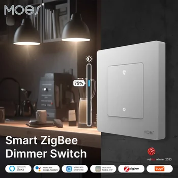 Серия MOES Star Ring ZigBee Smart Dimmer за затъмняване на светлината Приложение Smart Life Работи с Алекса Google Home Dimmable 1-3 Gang