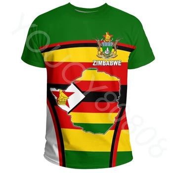 Тениска Африканския регион, Етническа Дрехи, Ежедневни тениски С Флага Зимбабве, Мъжки и Дамски блузи