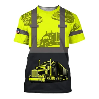 Шофьор на камион Товарен Летни Графични Тениски За Мъже С 3D Принтом, Новата Модерна Тениска Оверсайз С къс Ръкав, Ropa Hombre Camiseta Work