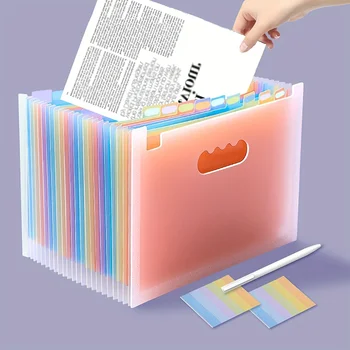 Папка А4 с 25 джобове, Многофункционална чанта за документи, която може да бъде увеличена папка за файлове с формат А4, Цветни разделите-насоки за офис, училище, дом