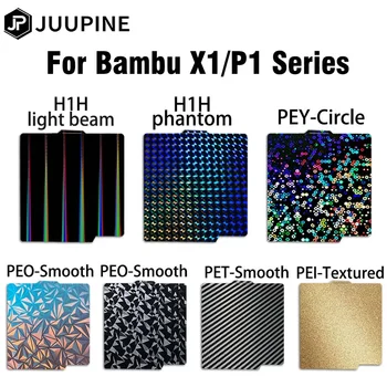 Juupine За Bambu Lab P1P Монтажна плоча x1 Текстурирани Пружина стомана Pei 257x257 мм Лъскав лист Pey Peo Плоча на Peo за Bambulab P1S X1C
