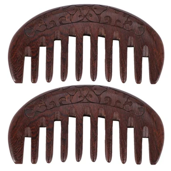 2X Дървена четка за коса с Дървена гребен за коса-натурална гребен-антистатични масаж чрез гребен (зъбите са с ширина цвете)