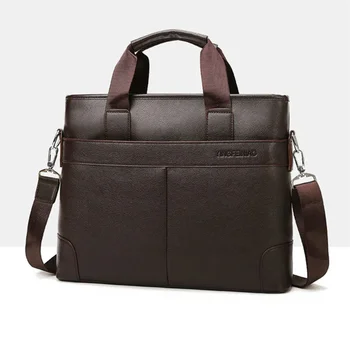 Нов бизнес мъжки портфейл Луксозна чанта от изкуствена кожа за документи-Голямата голям мъжки чанти-месинджър през рамо Офис чанта за лаптоп