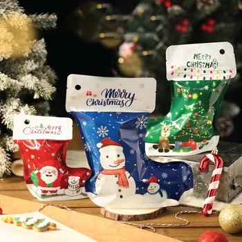 10шт Коледни Подаръци Опаковъчен пакет с цип Затваряне на Коледни Чорапи, Закуски, Захарни бонбони, бисквити, Детски подаръчни пакети с участието на Лоса
